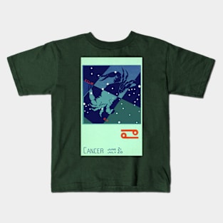 Cancer the Crab, Vintage Signs of the Zodiac Kids T-Shirt